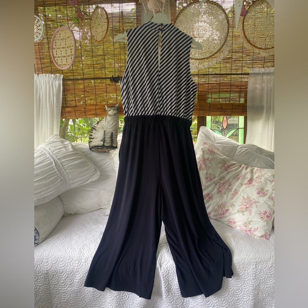 Striped Wide Leg Sailor Jump Suit - Picture 2 of 7